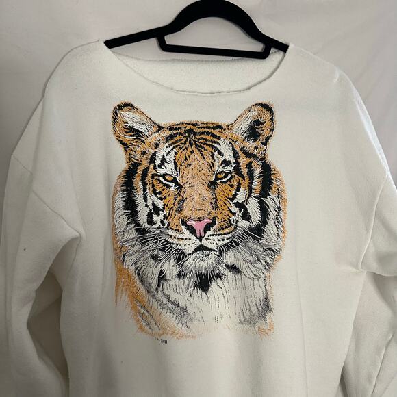 Vintage 1992 Tiger Graphic Pullover Sweatshirt White - Picture 3 of 6